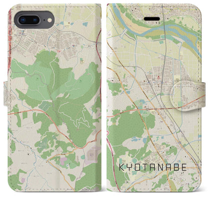 【京田辺（京都府）】地図柄iPhoneケース（手帳タイプ）ナチュラル・iPhone 8Plus /7Plus / 6sPlus / 6Plus 用
