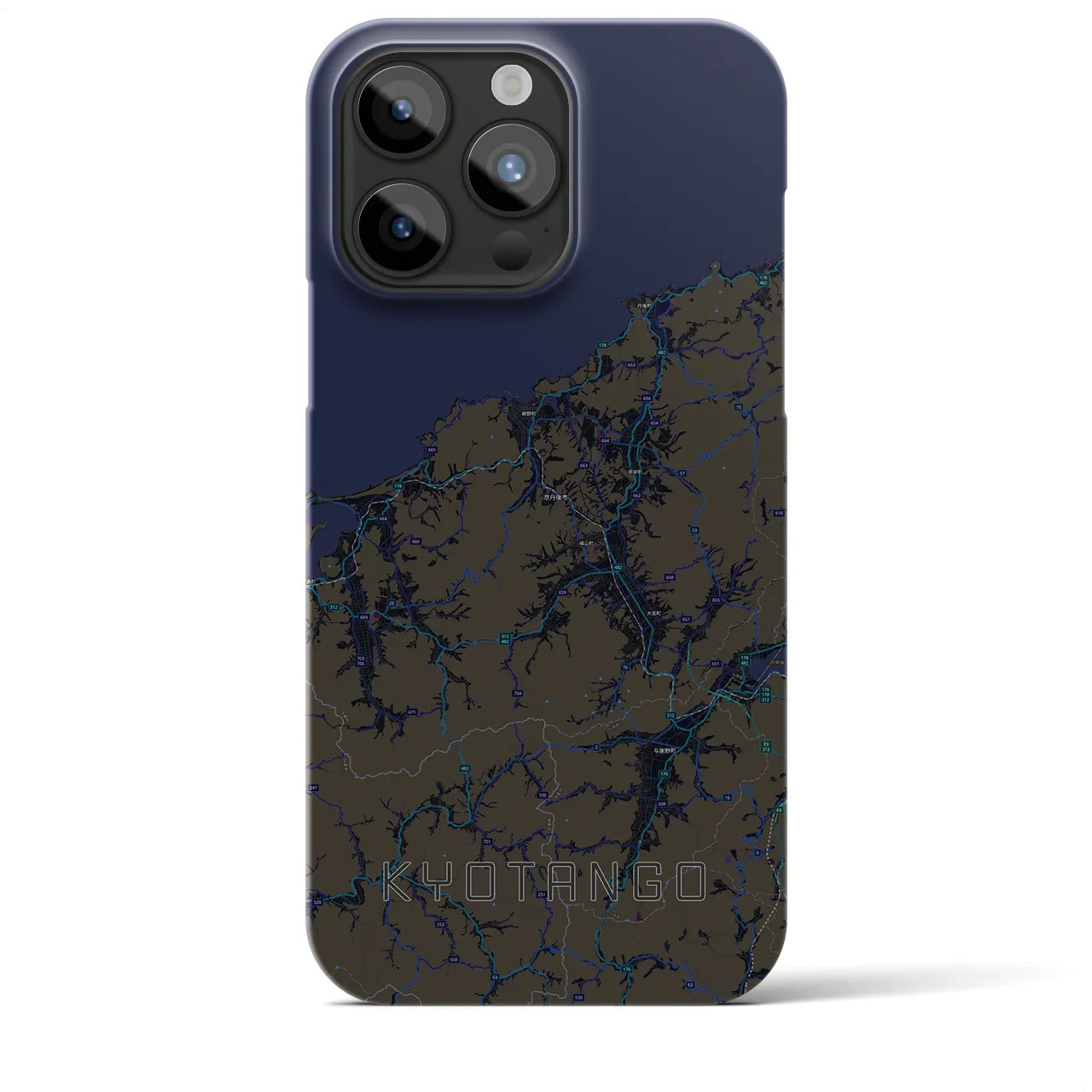 【京丹後】地図柄iPhoneケース（バックカバータイプ・ブラック）iPhone 15 Pro Max 用