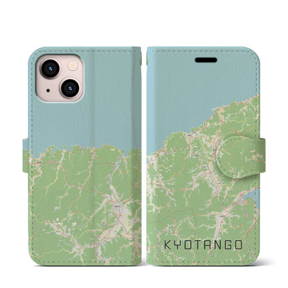 【京丹後（京都府）】地図柄iPhoneケース（手帳タイプ）ナチュラル・iPhone 13 mini 用