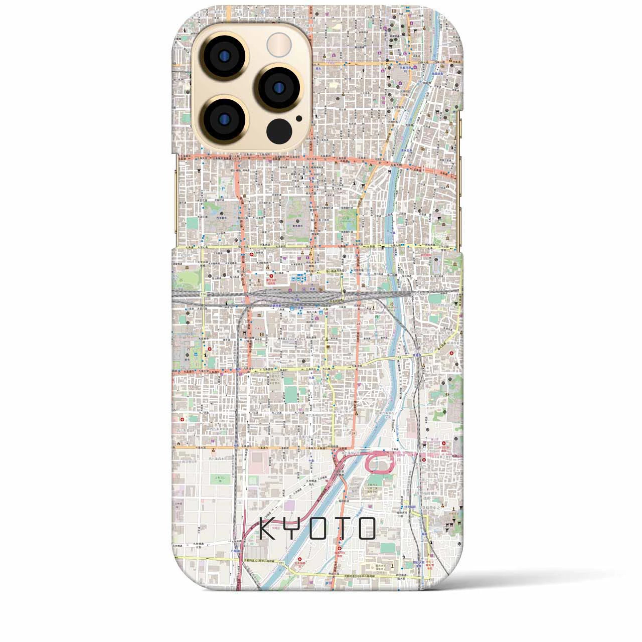 【京都2】地図柄iPhoneケース（バックカバータイプ・ナチュラル）iPhone 12 Pro Max 用
