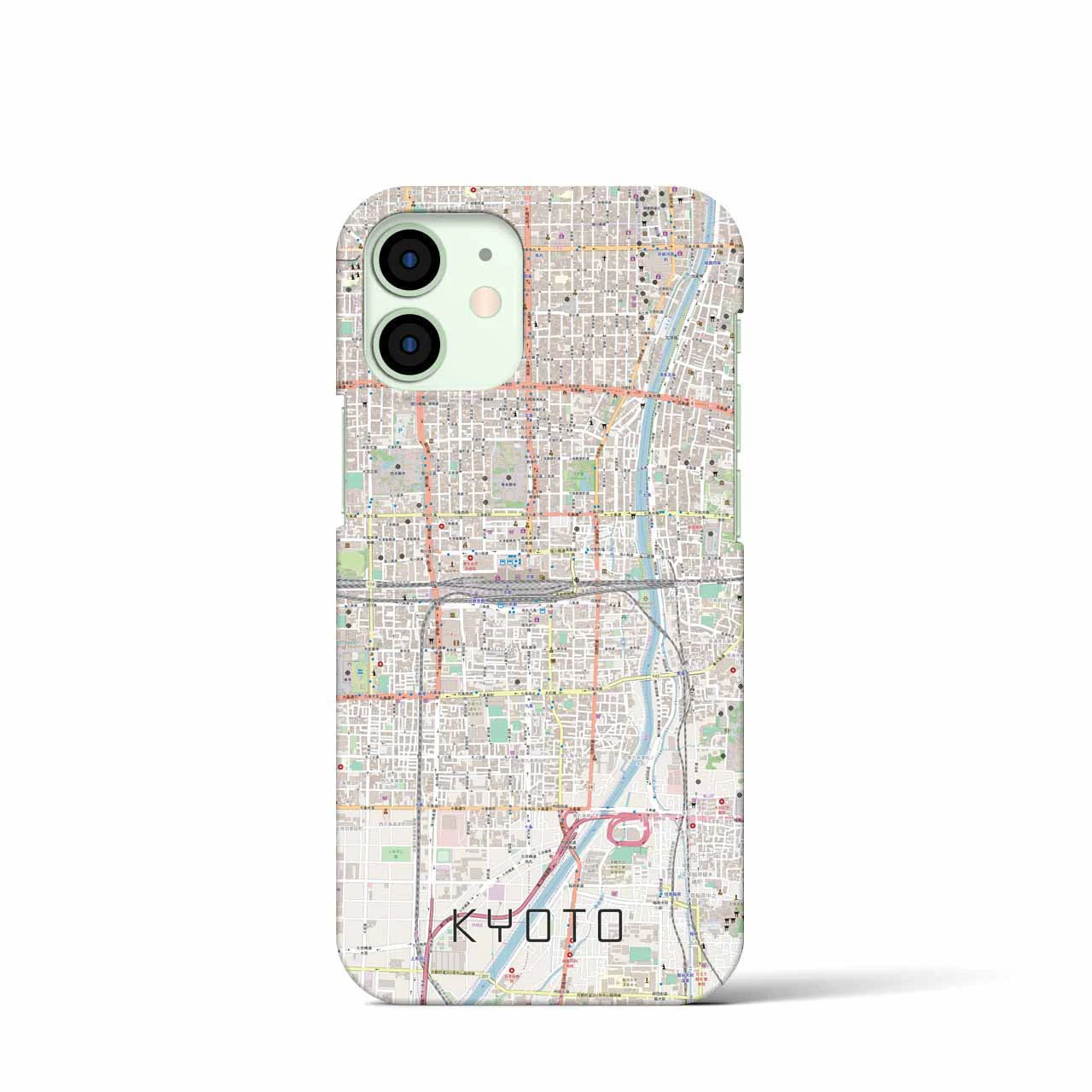 【京都2】地図柄iPhoneケース（バックカバータイプ・ナチュラル）iPhone 12 mini 用