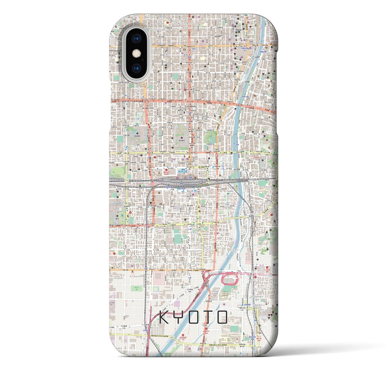 【京都2】地図柄iPhoneケース（バックカバータイプ・ナチュラル）iPhone XS Max 用