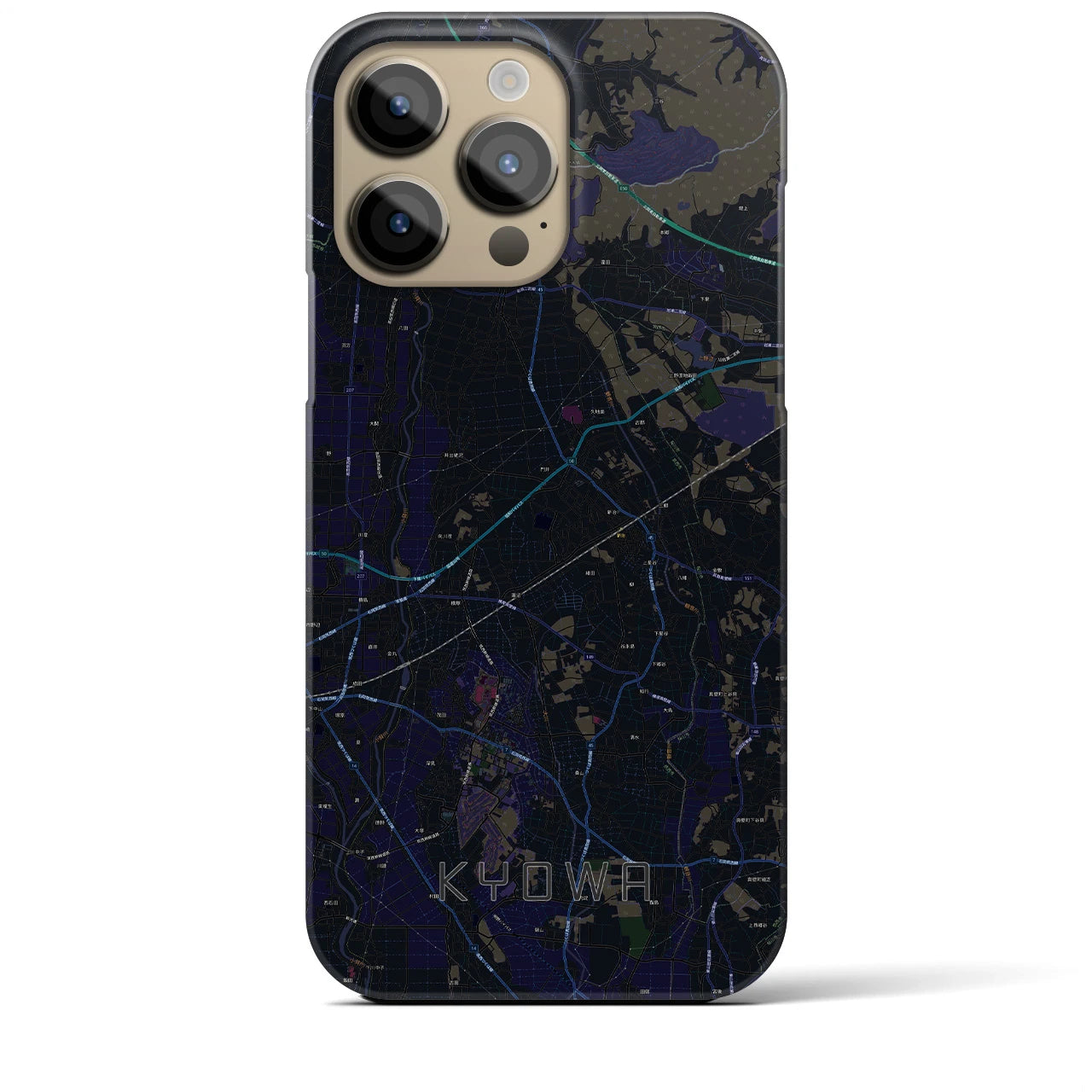【協和】地図柄iPhoneケース（バックカバータイプ・ブラック）iPhone 14 Pro Max 用