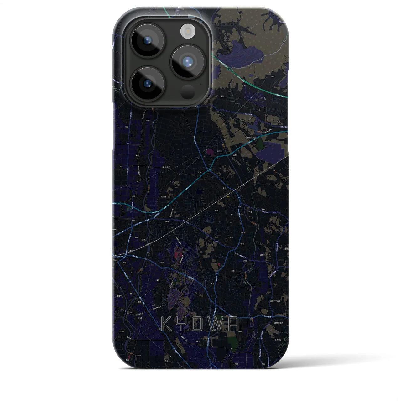 【協和】地図柄iPhoneケース（バックカバータイプ・ブラック）iPhone 15 Pro Max 用
