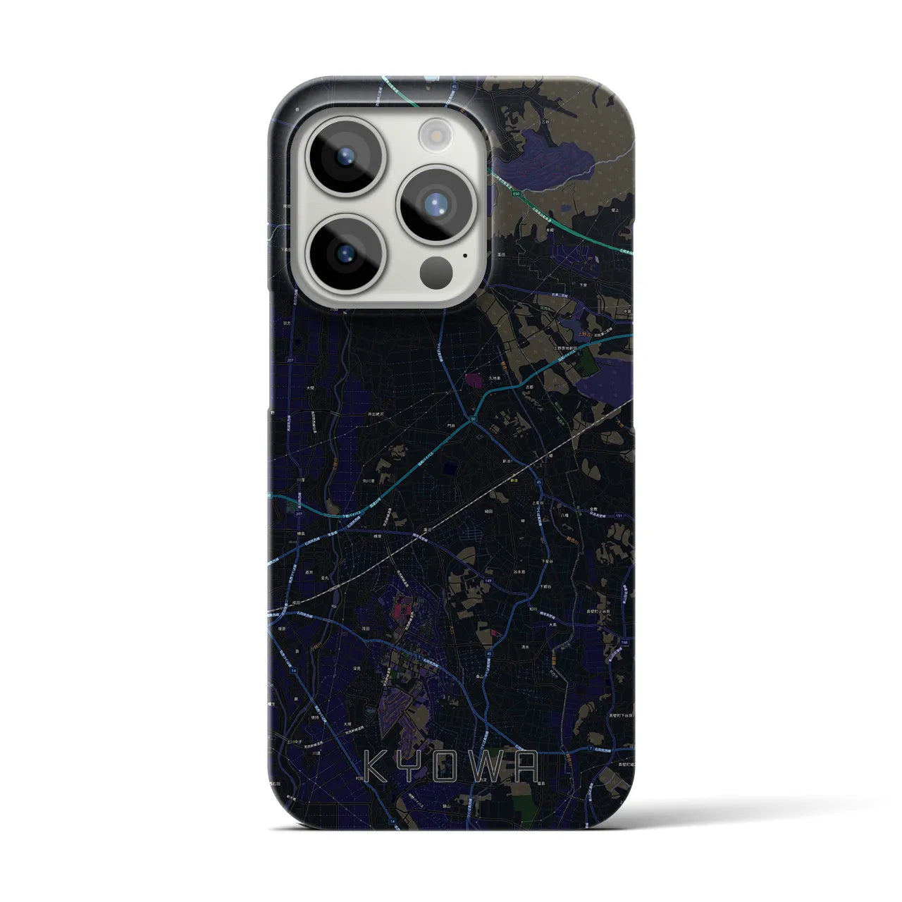 【協和】地図柄iPhoneケース（バックカバータイプ・ブラック）iPhone 15 Pro 用