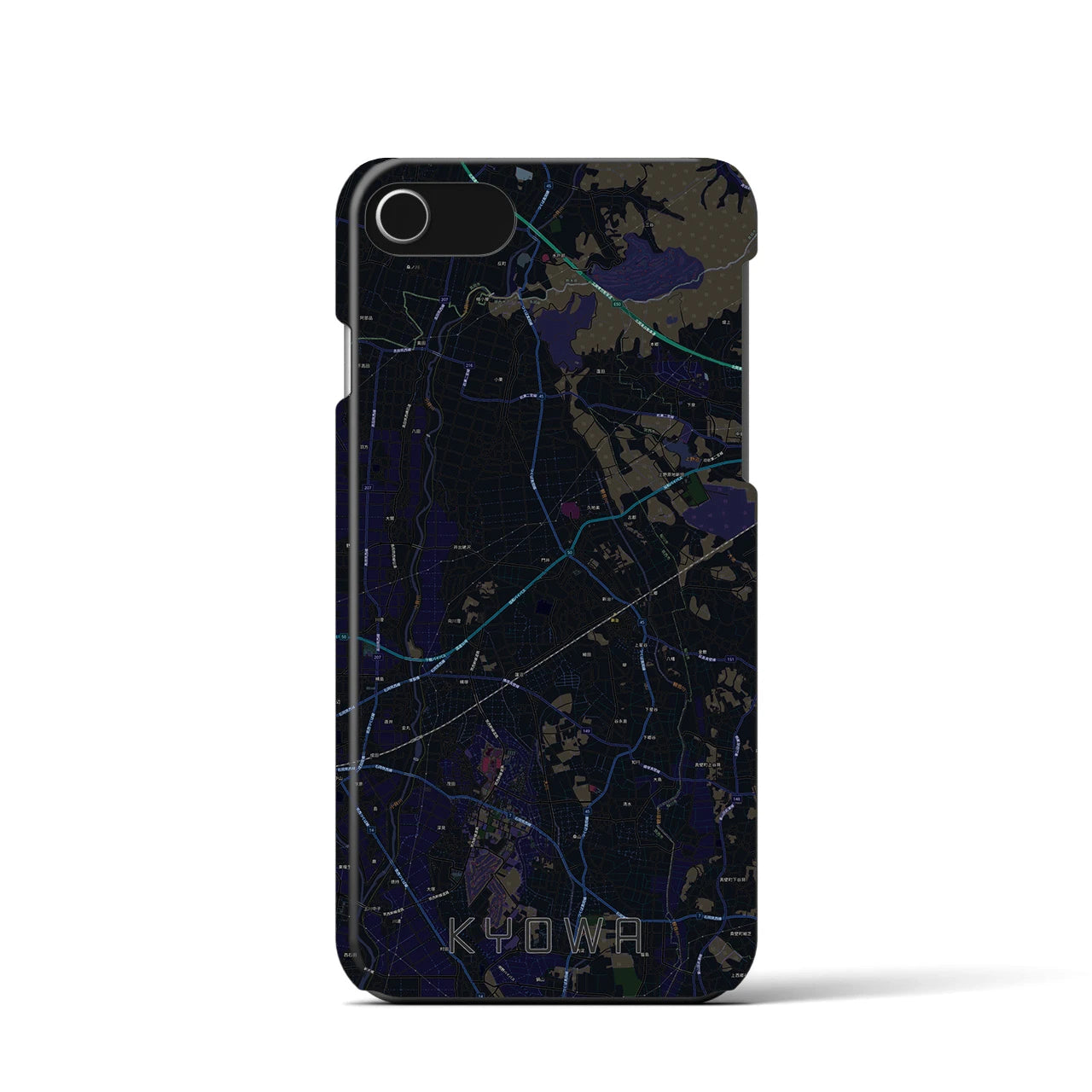 【協和】地図柄iPhoneケース（バックカバータイプ・ブラック）iPhone SE（第3 / 第2世代） / 8 / 7 / 6s / 6 用