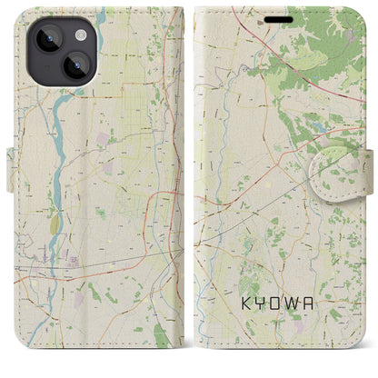 【協和（茨城県）】地図柄iPhoneケース（手帳タイプ）ナチュラル・iPhone 14 Plus 用