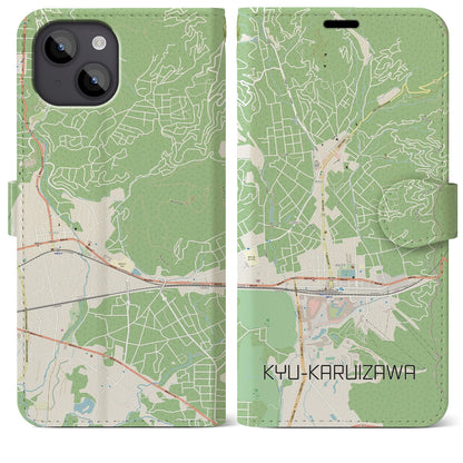 【旧軽井沢（長野県）】地図柄iPhoneケース（手帳タイプ）ナチュラル・iPhone 14 Plus 用