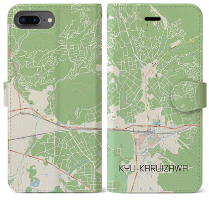 【旧軽井沢（長野県）】地図柄iPhoneケース（手帳タイプ）ナチュラル・iPhone 8Plus /7Plus / 6sPlus / 6Plus 用