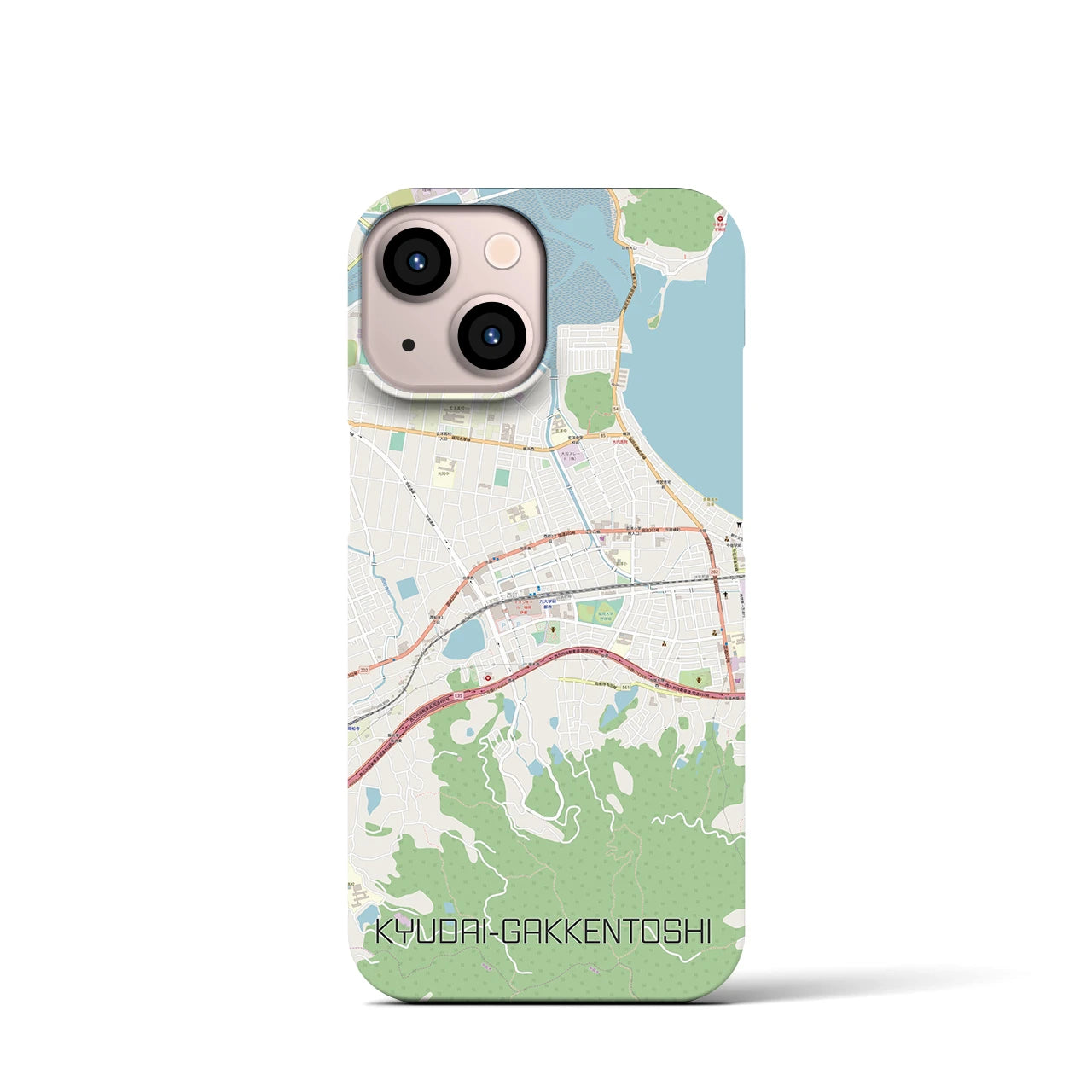【九大学研都市】地図柄iPhoneケース（バックカバータイプ・ナチュラル）iPhone 13 mini 用