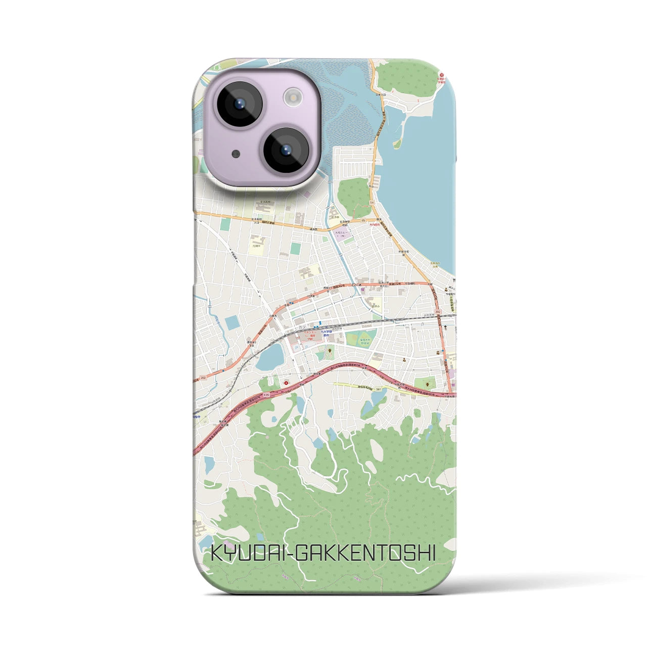 【九大学研都市】地図柄iPhoneケース（バックカバータイプ・ナチュラル）iPhone 14 用