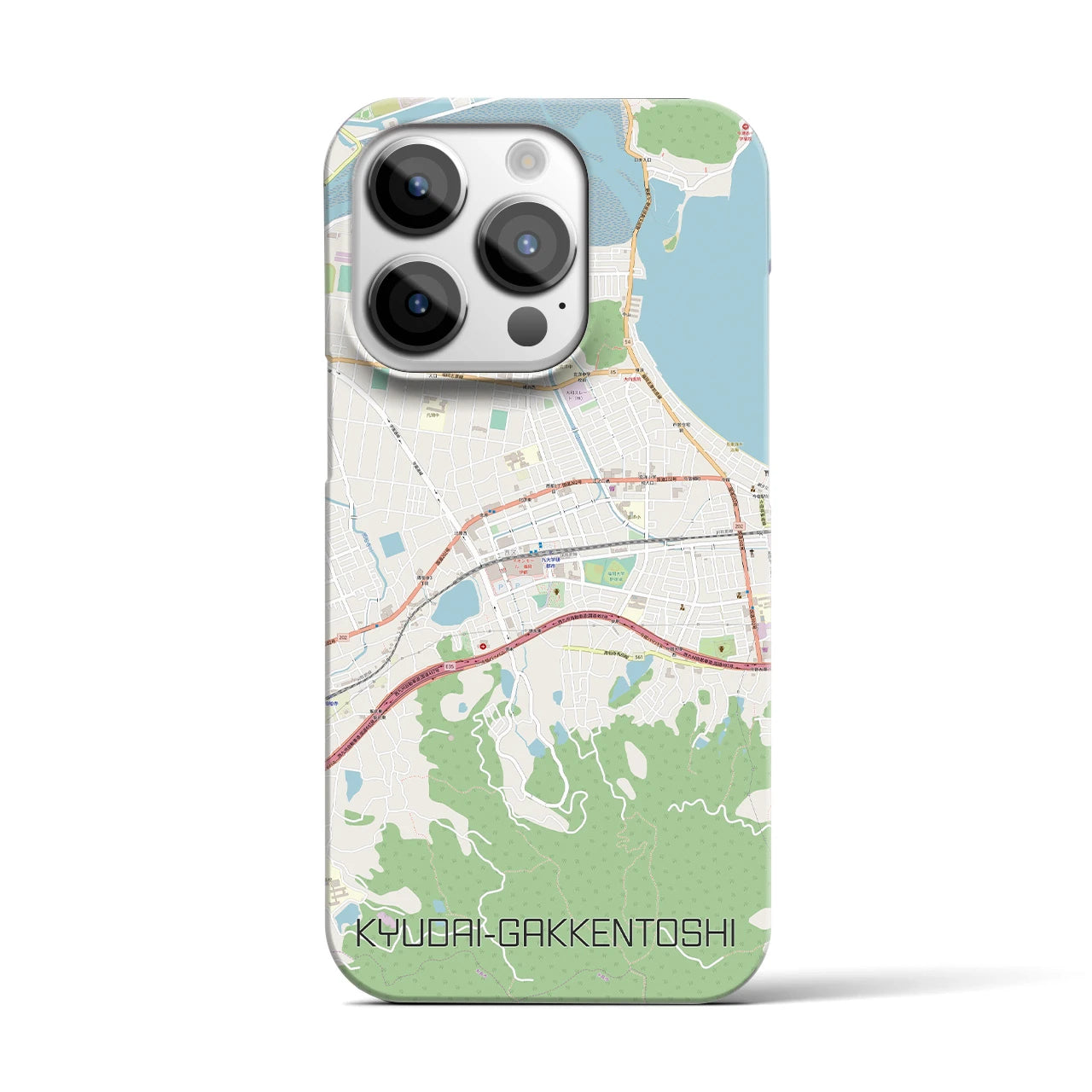 【九大学研都市】地図柄iPhoneケース（バックカバータイプ・ナチュラル）iPhone 14 Pro 用