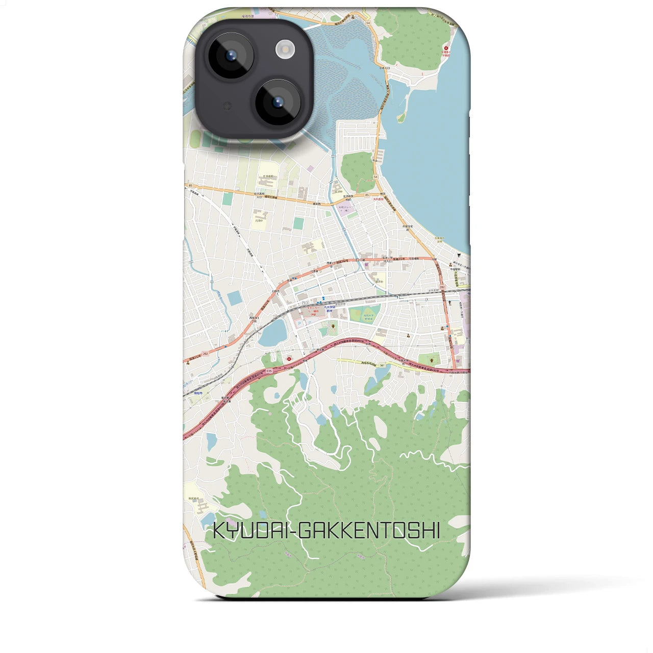 【九大学研都市】地図柄iPhoneケース（バックカバータイプ・ナチュラル）iPhone 14 Plus 用
