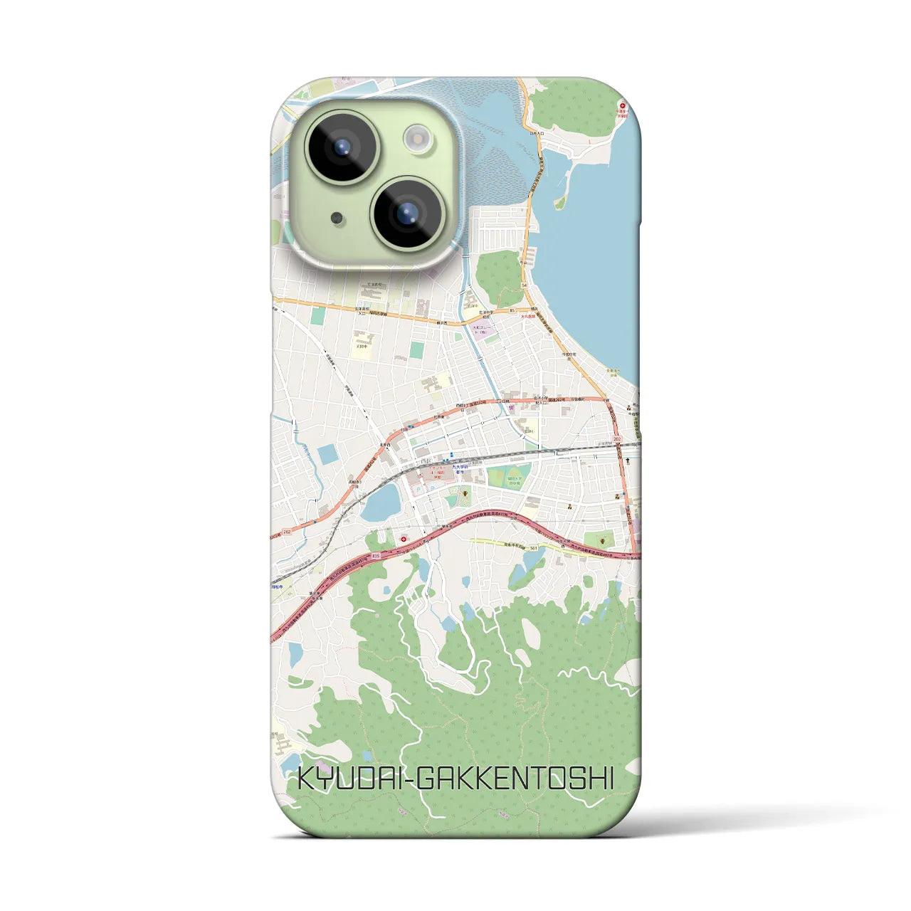 【九大学研都市】地図柄iPhoneケース（バックカバータイプ・ナチュラル）iPhone 15 用