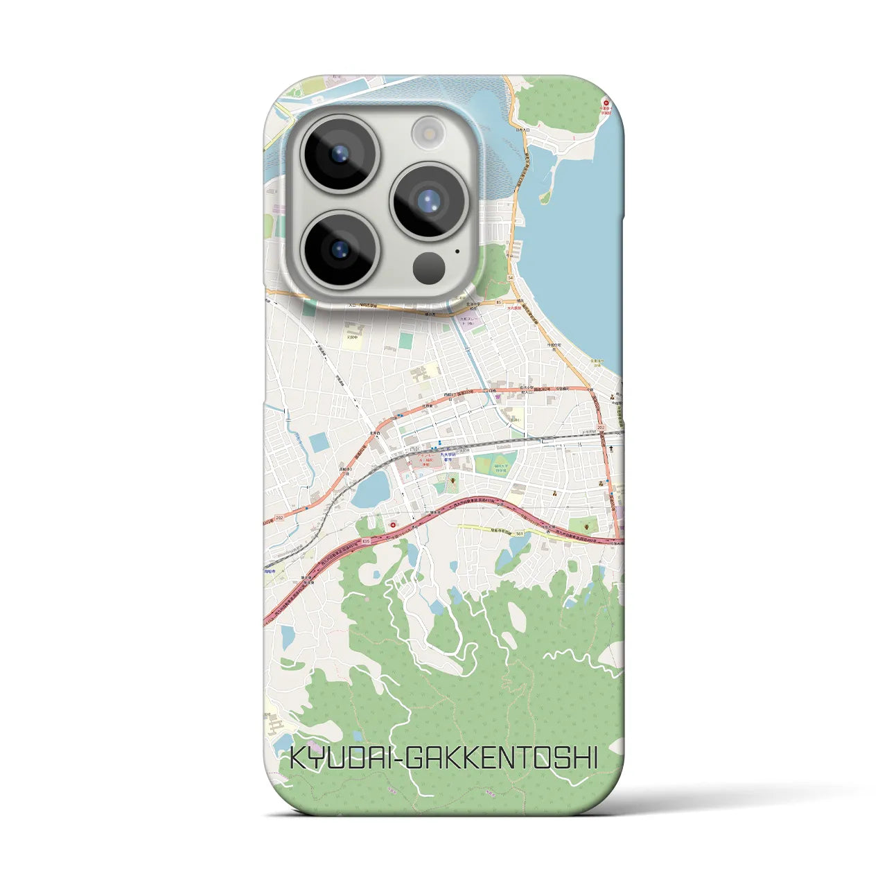 【九大学研都市】地図柄iPhoneケース（バックカバータイプ・ナチュラル）iPhone 15 Pro 用