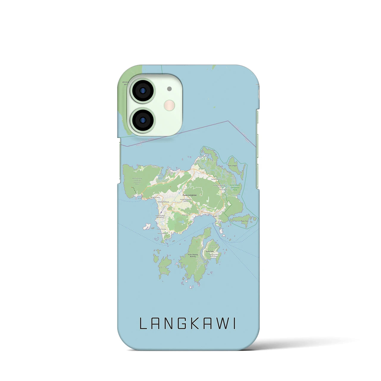 【ランカウイ】地図柄iPhoneケース（バックカバータイプ・ナチュラル）iPhone 12 mini 用