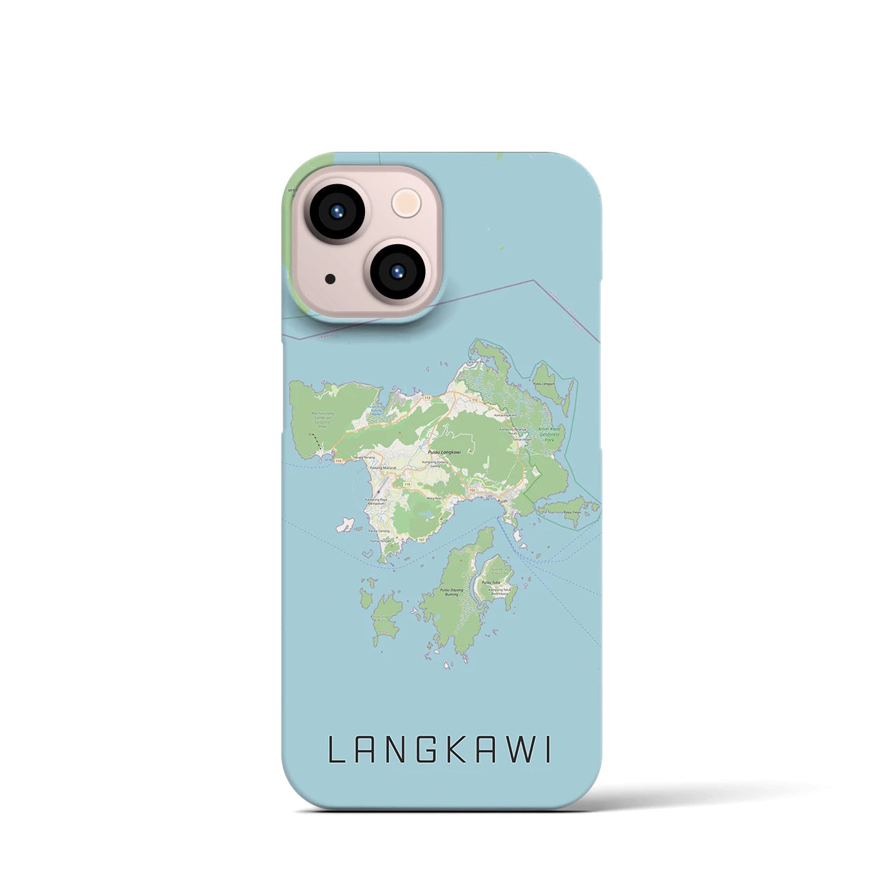 【ランカウイ】地図柄iPhoneケース（バックカバータイプ・ナチュラル）iPhone 13 mini 用