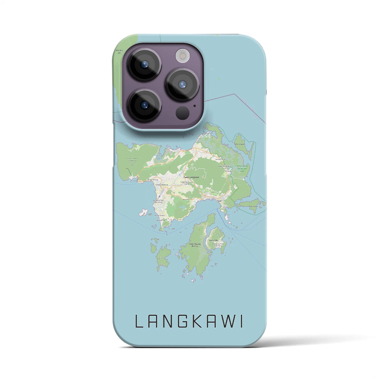 【ランカウイ】地図柄iPhoneケース（バックカバータイプ・ナチュラル）iPhone 14 Pro 用