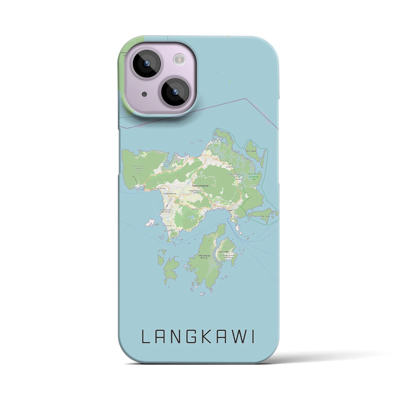 【ランカウイ】地図柄iPhoneケース（バックカバータイプ・ナチュラル）iPhone 14 用