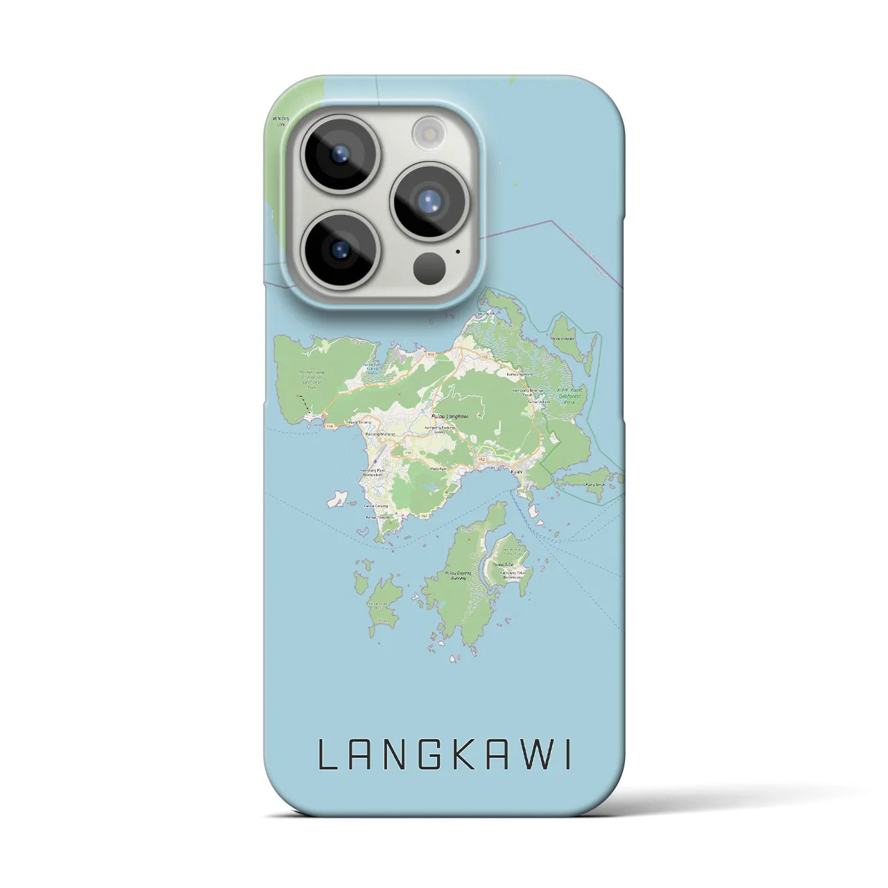 【ランカウイ】地図柄iPhoneケース（バックカバータイプ・ナチュラル）iPhone 15 Pro 用