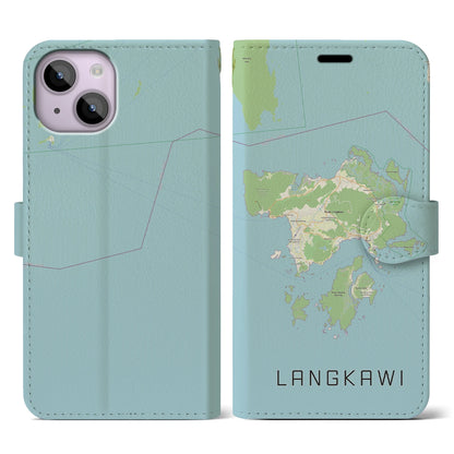 【ランカウイ（マレーシア）】地図柄iPhoneケース（手帳タイプ）ナチュラル・iPhone 14 用