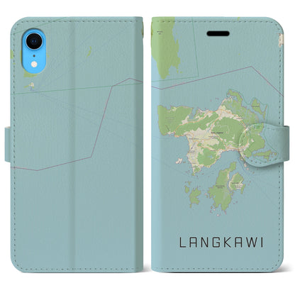 【ランカウイ（マレーシア）】地図柄iPhoneケース（手帳タイプ）ナチュラル・iPhone XR 用