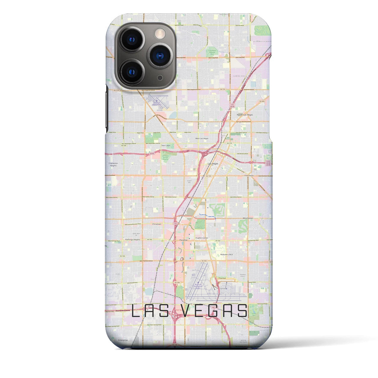 【ラスベガス】地図柄iPhoneケース（バックカバータイプ・ナチュラル）iPhone 11 Pro Max 用