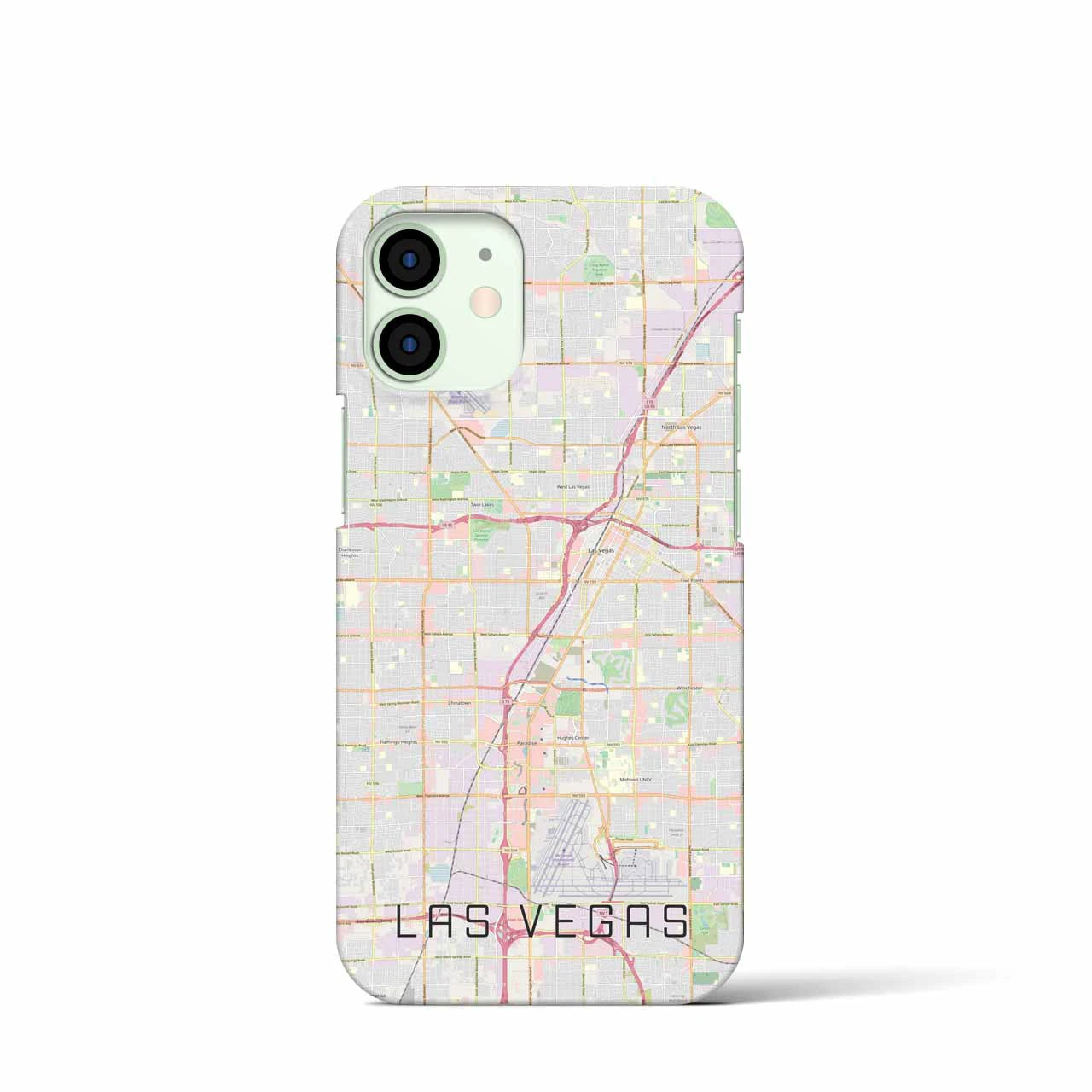 【ラスベガス】地図柄iPhoneケース（バックカバータイプ・ナチュラル）iPhone 12 mini 用
