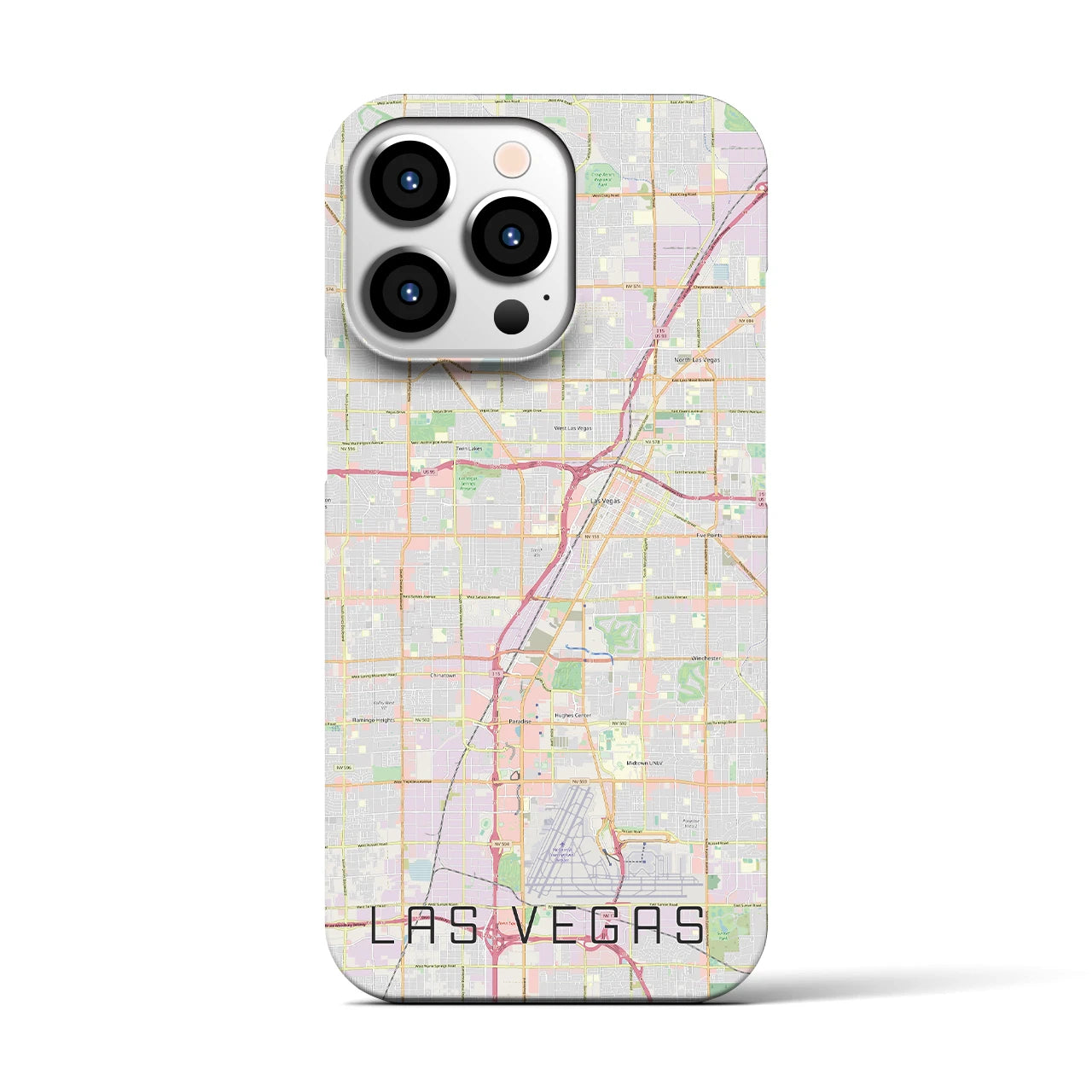 【ラスベガス】地図柄iPhoneケース（バックカバータイプ・ナチュラル）iPhone 13 Pro 用