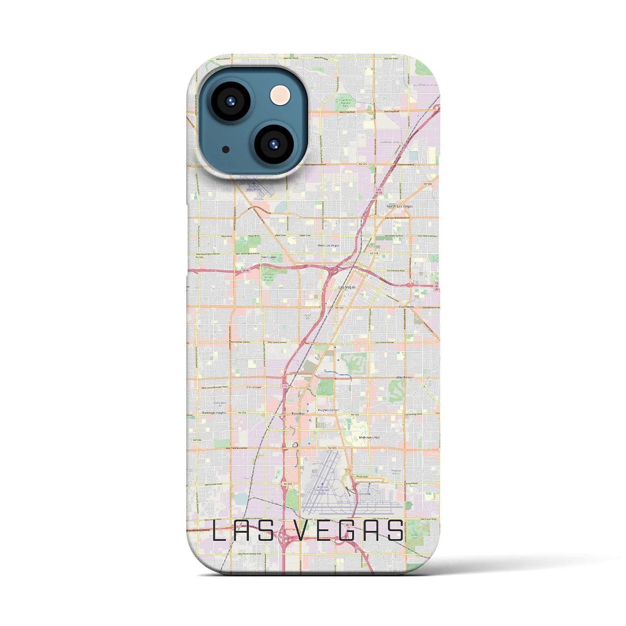 【ラスベガス】地図柄iPhoneケース（バックカバータイプ・ナチュラル）iPhone 13 用