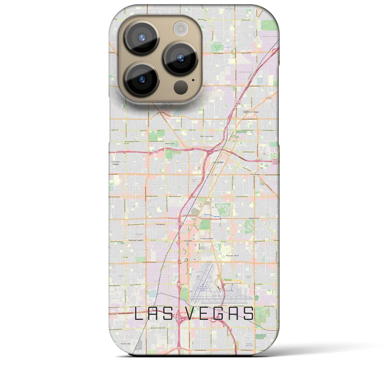 【ラスベガス】地図柄iPhoneケース（バックカバータイプ・ナチュラル）iPhone 14 Pro Max 用