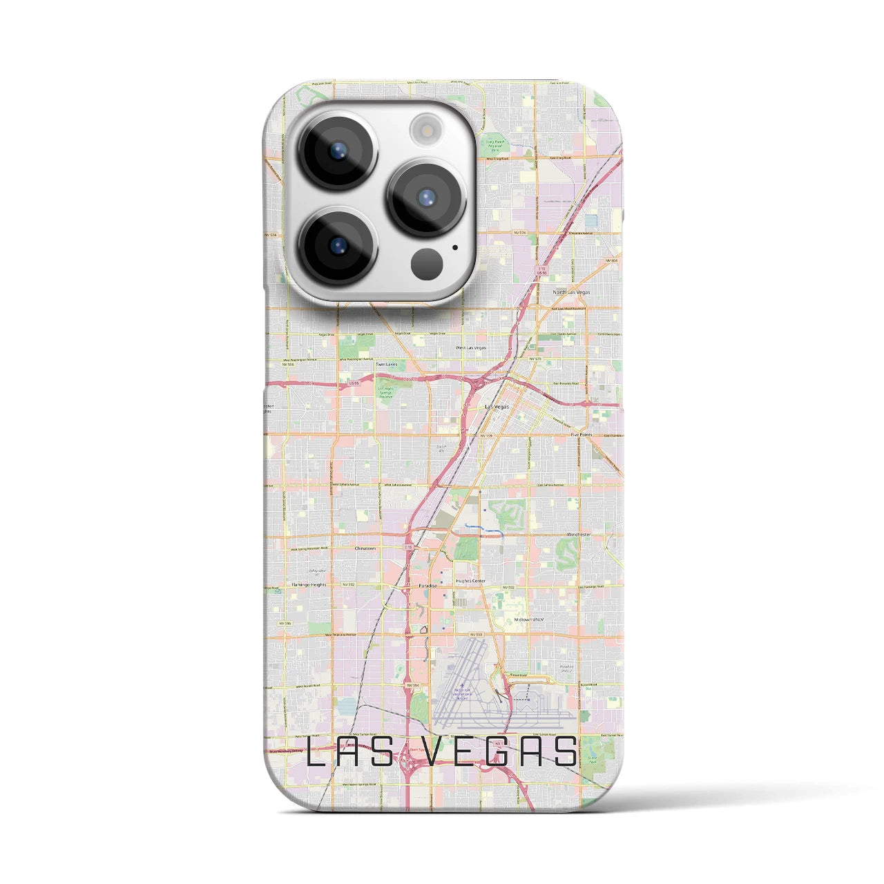 【ラスベガス】地図柄iPhoneケース（バックカバータイプ・ナチュラル）iPhone 14 Pro 用