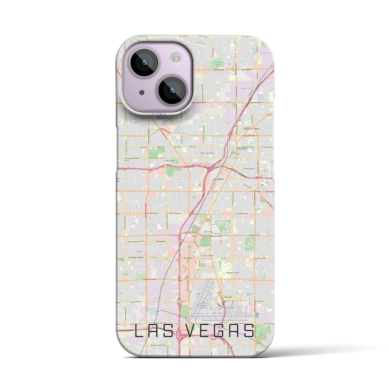 【ラスベガス】地図柄iPhoneケース（バックカバータイプ・ナチュラル）iPhone 14 用