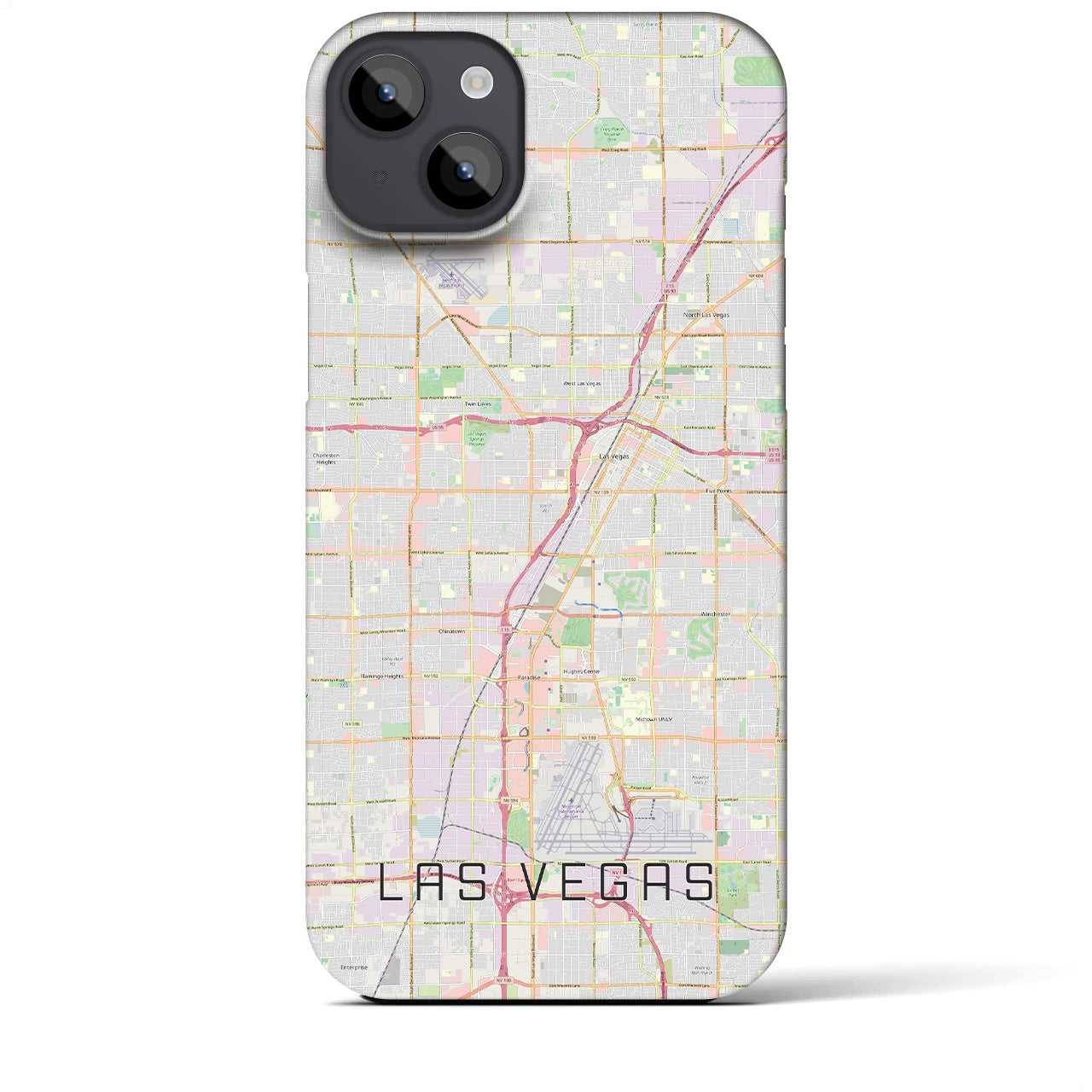 【ラスベガス】地図柄iPhoneケース（バックカバータイプ・ナチュラル）iPhone 14 Plus 用