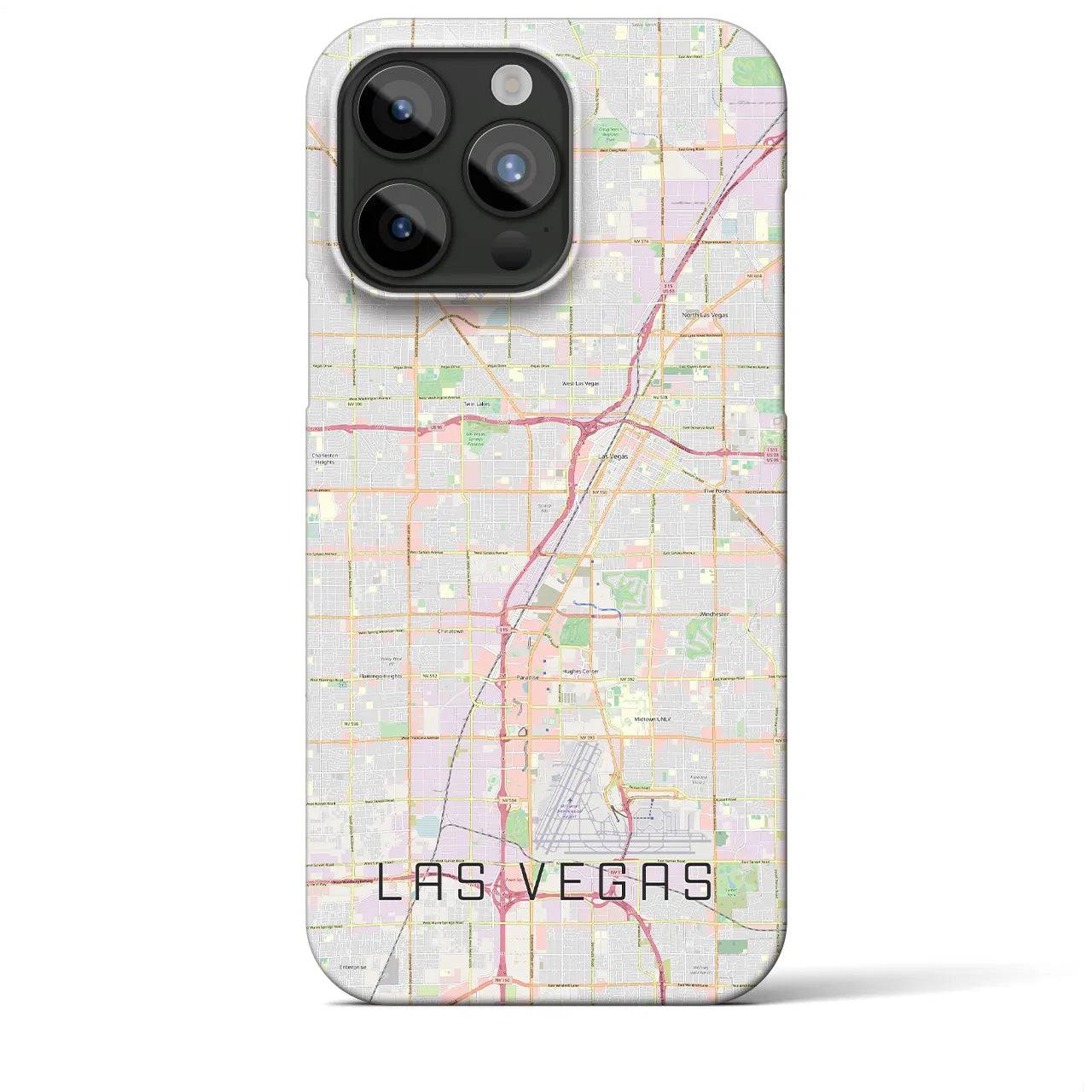 【ラスベガス】地図柄iPhoneケース（バックカバータイプ・ナチュラル）iPhone 15 Pro Max 用