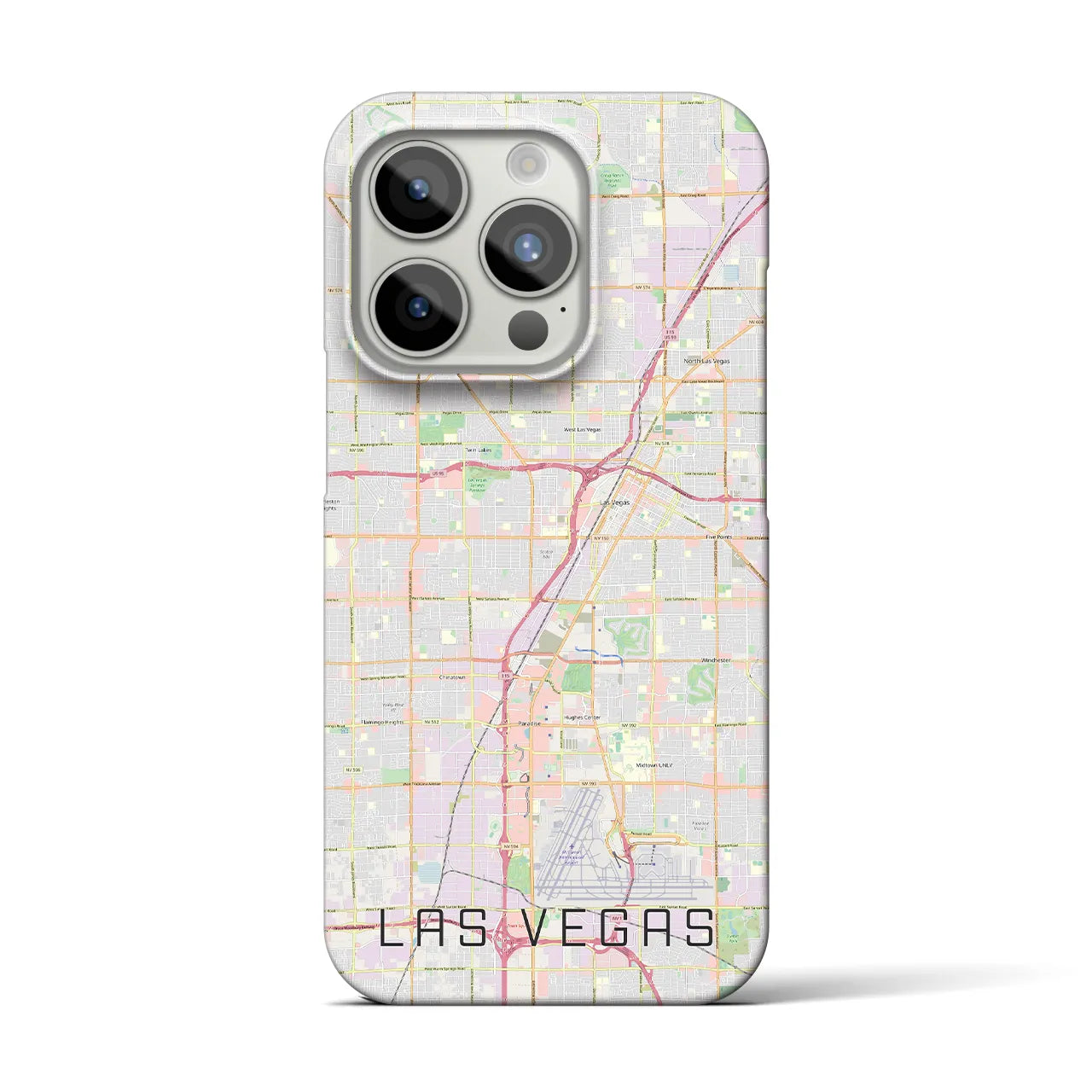 【ラスベガス】地図柄iPhoneケース（バックカバータイプ・ナチュラル）iPhone 15 Pro 用