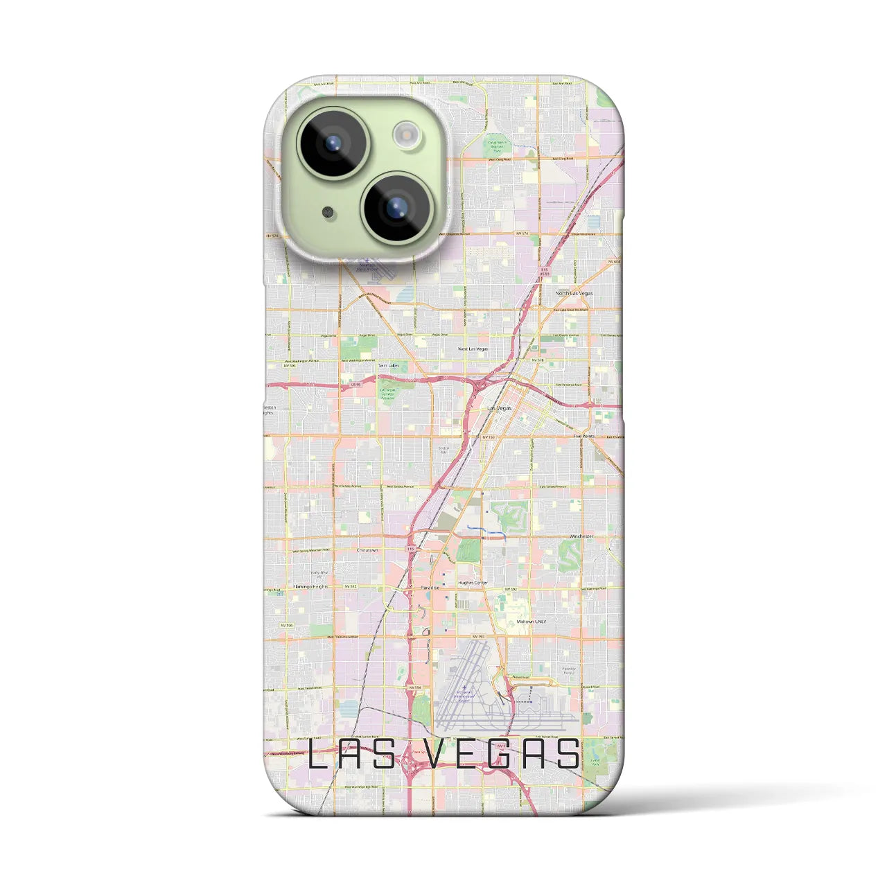 【ラスベガス】地図柄iPhoneケース（バックカバータイプ・ナチュラル）iPhone 15 用