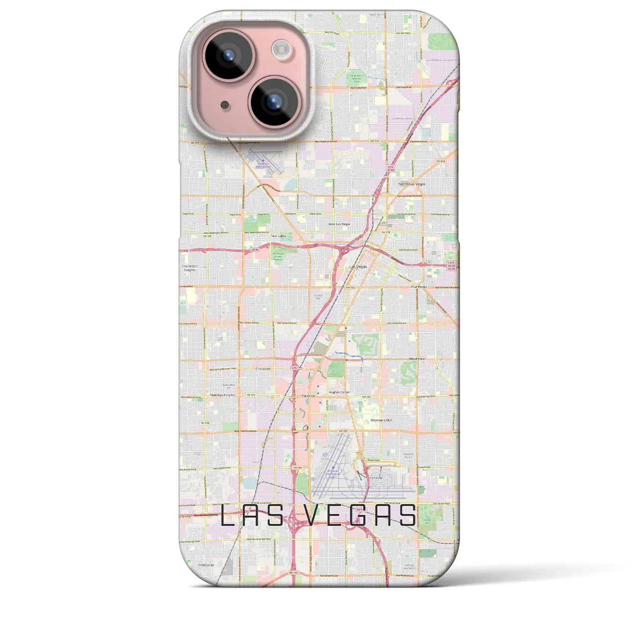 【ラスベガス】地図柄iPhoneケース（バックカバータイプ・ナチュラル）iPhone 15 Plus 用