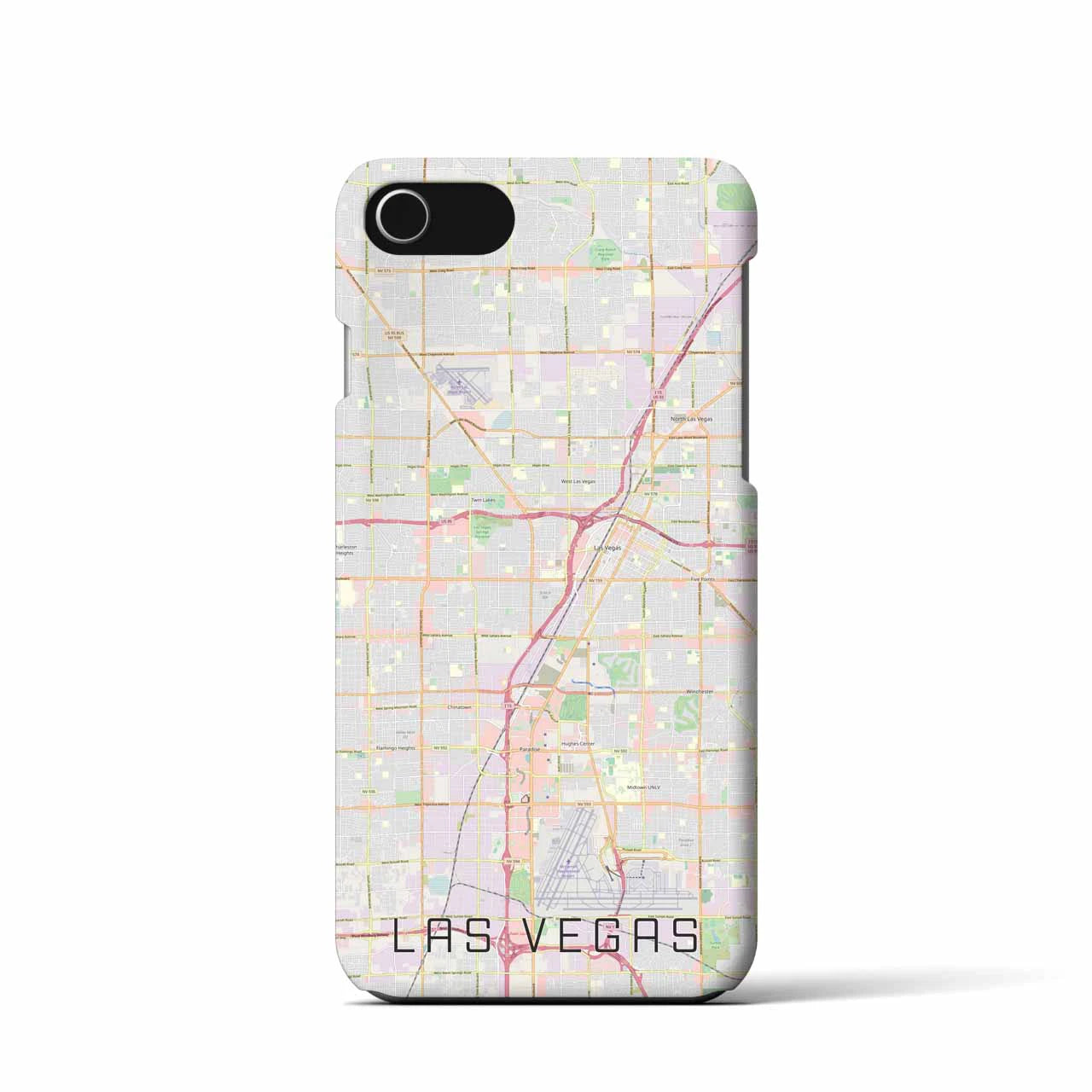 【ラスベガス】地図柄iPhoneケース（バックカバータイプ・ナチュラル）iPhone SE（第3 / 第2世代） / 8 / 7 / 6s / 6 用