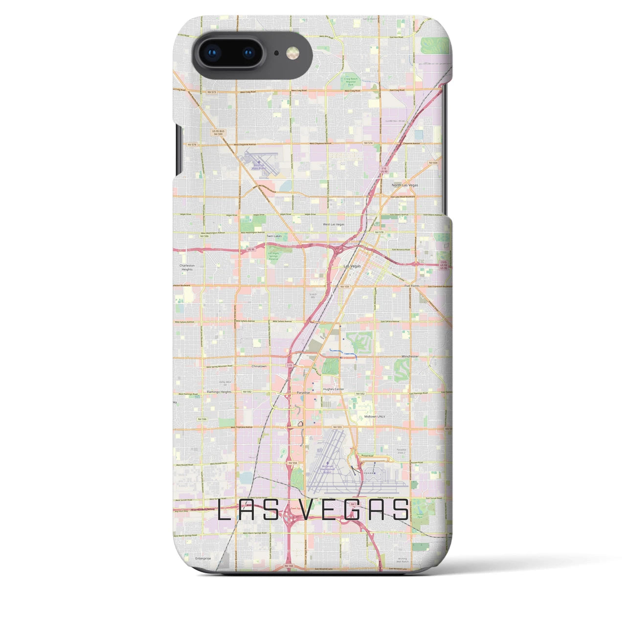 【ラスベガス】地図柄iPhoneケース（バックカバータイプ・ナチュラル）iPhone 8Plus /7Plus / 6sPlus / 6Plus 用