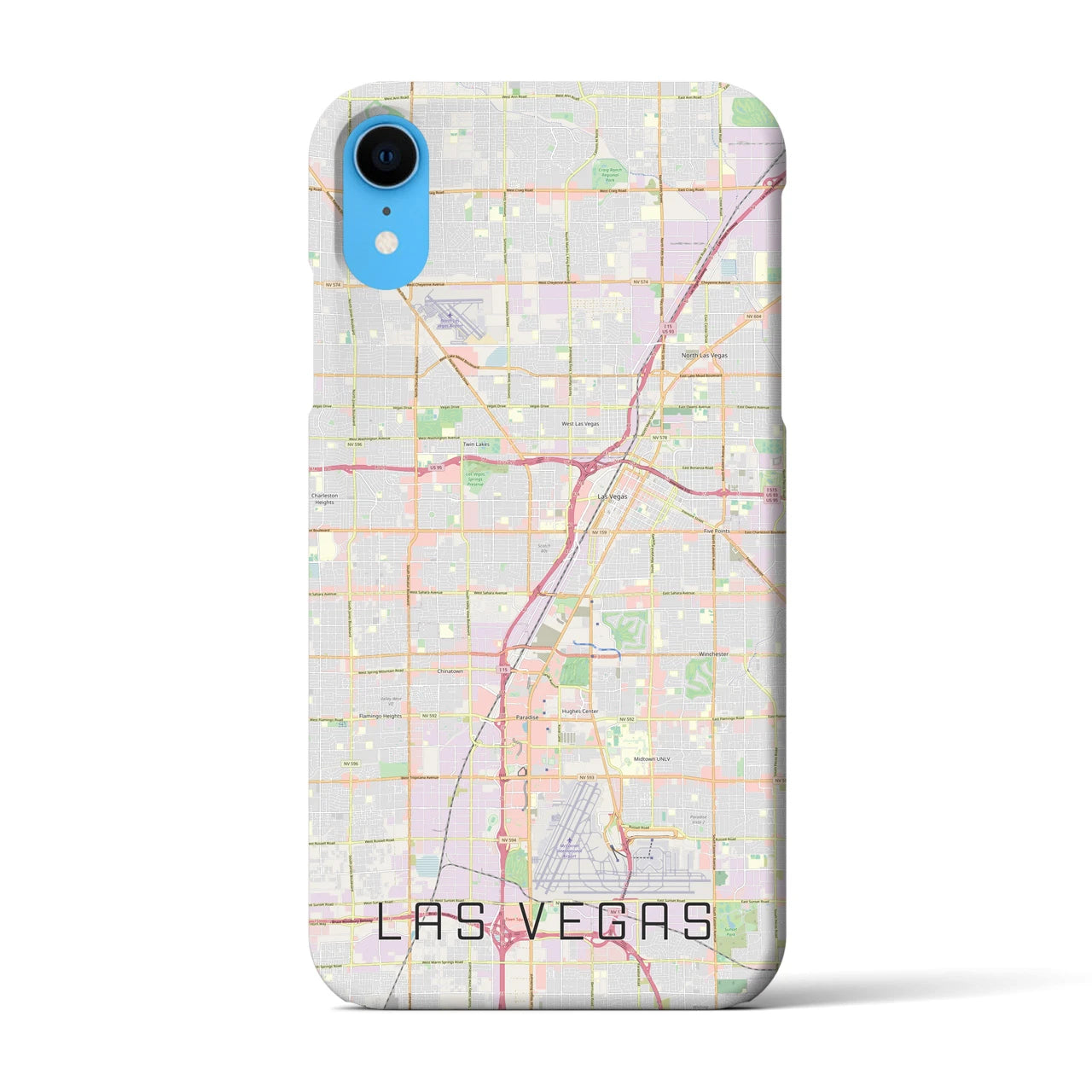 【ラスベガス】地図柄iPhoneケース（バックカバータイプ・ナチュラル）iPhone XR 用