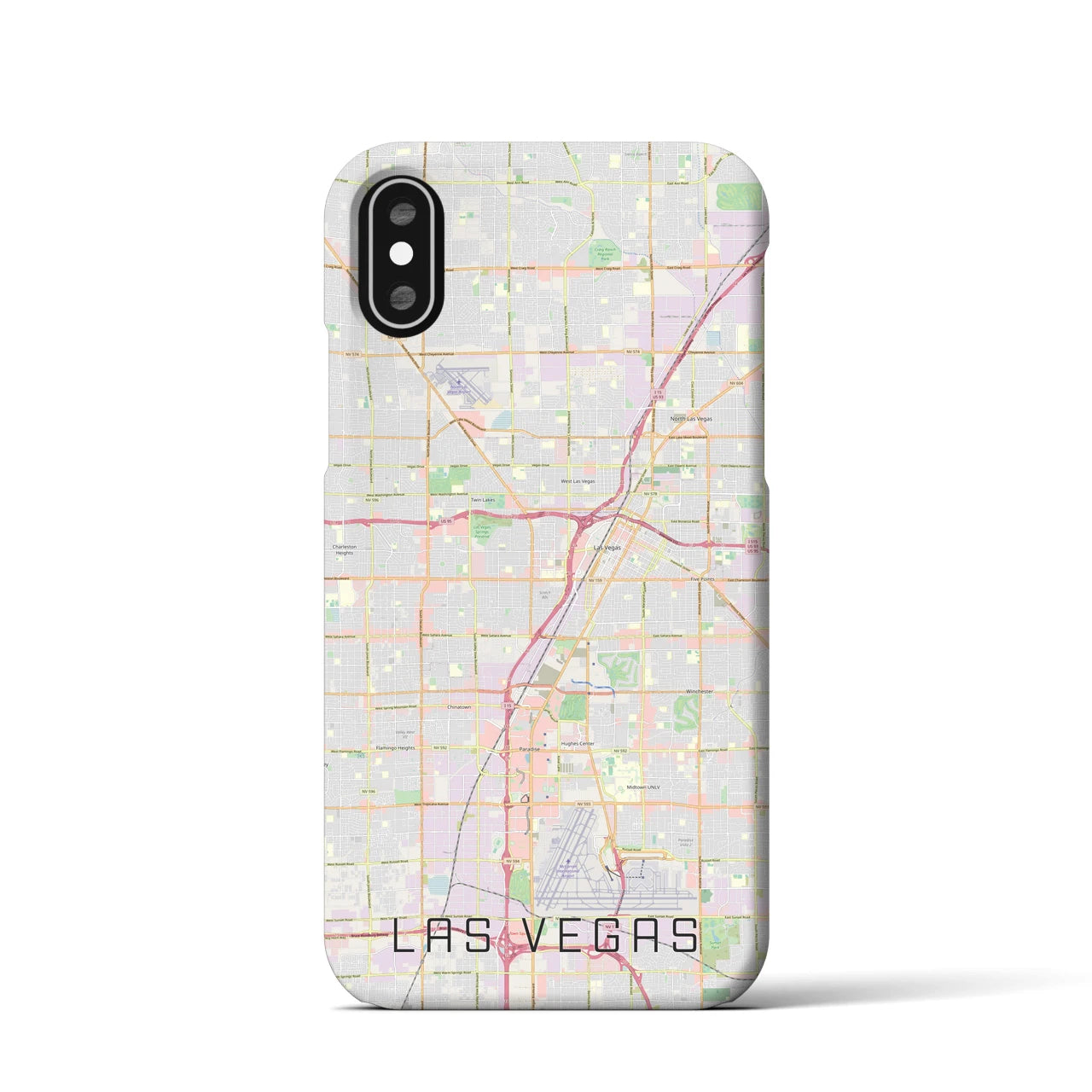 【ラスベガス】地図柄iPhoneケース（バックカバータイプ・ナチュラル）iPhone XS / X 用