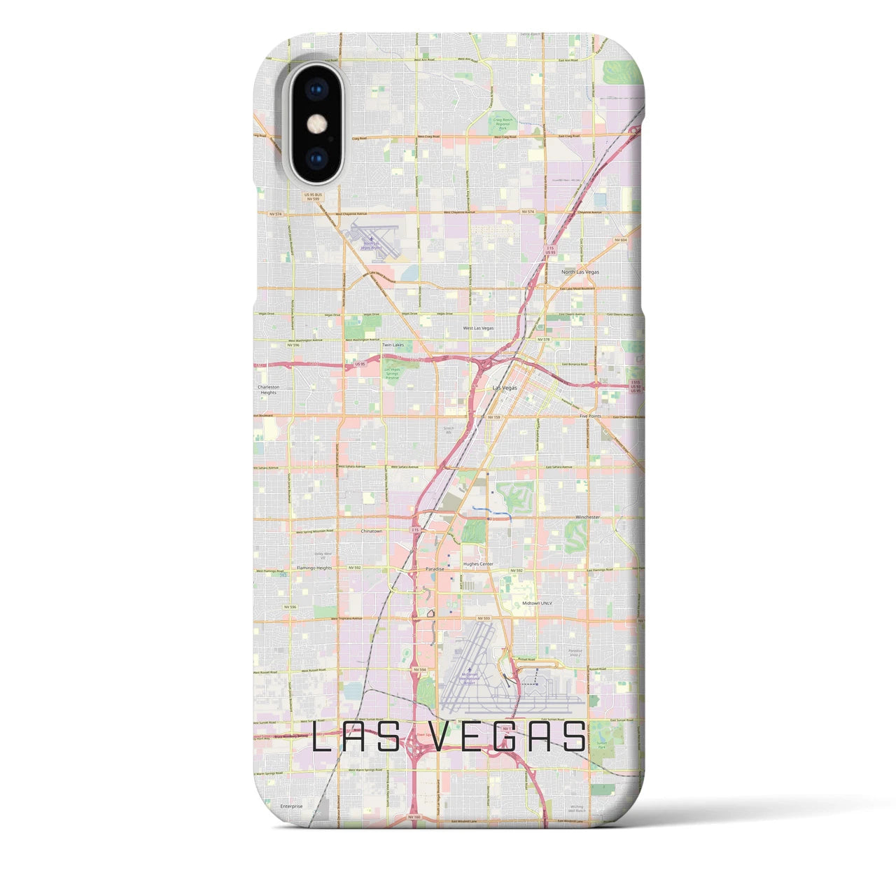 【ラスベガス】地図柄iPhoneケース（バックカバータイプ・ナチュラル）iPhone XS Max 用