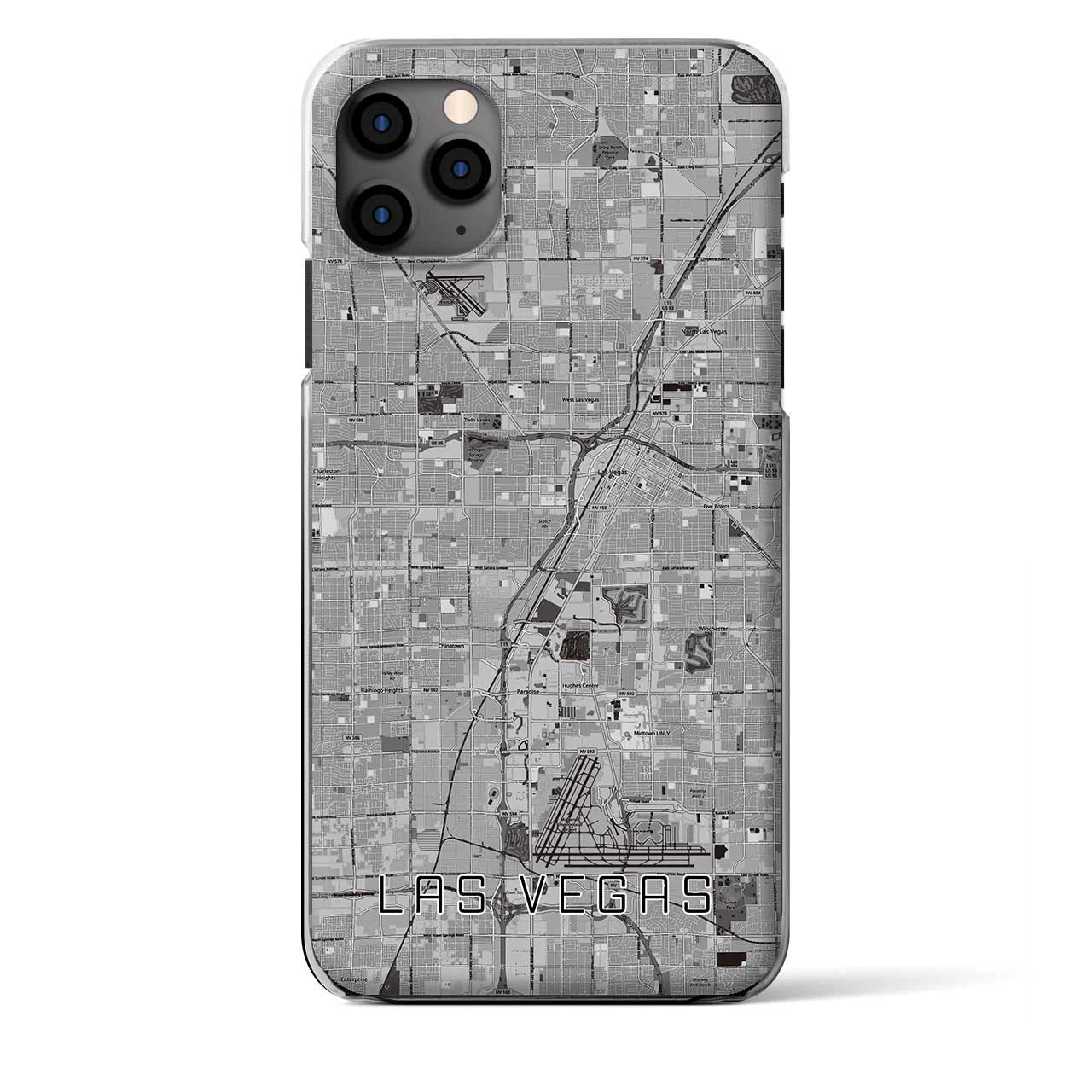 【ラスベガス】地図柄iPhoneケース（クリアタイプ・モノトーン）iPhone 11 Pro Max 用