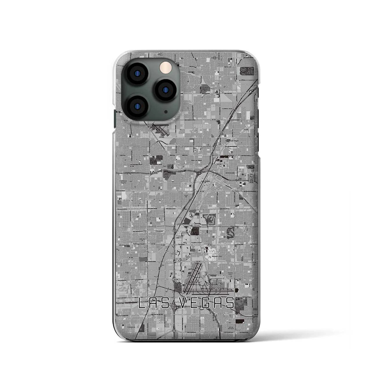 【ラスベガス】地図柄iPhoneケース（クリアタイプ・モノトーン）iPhone 11 Pro 用