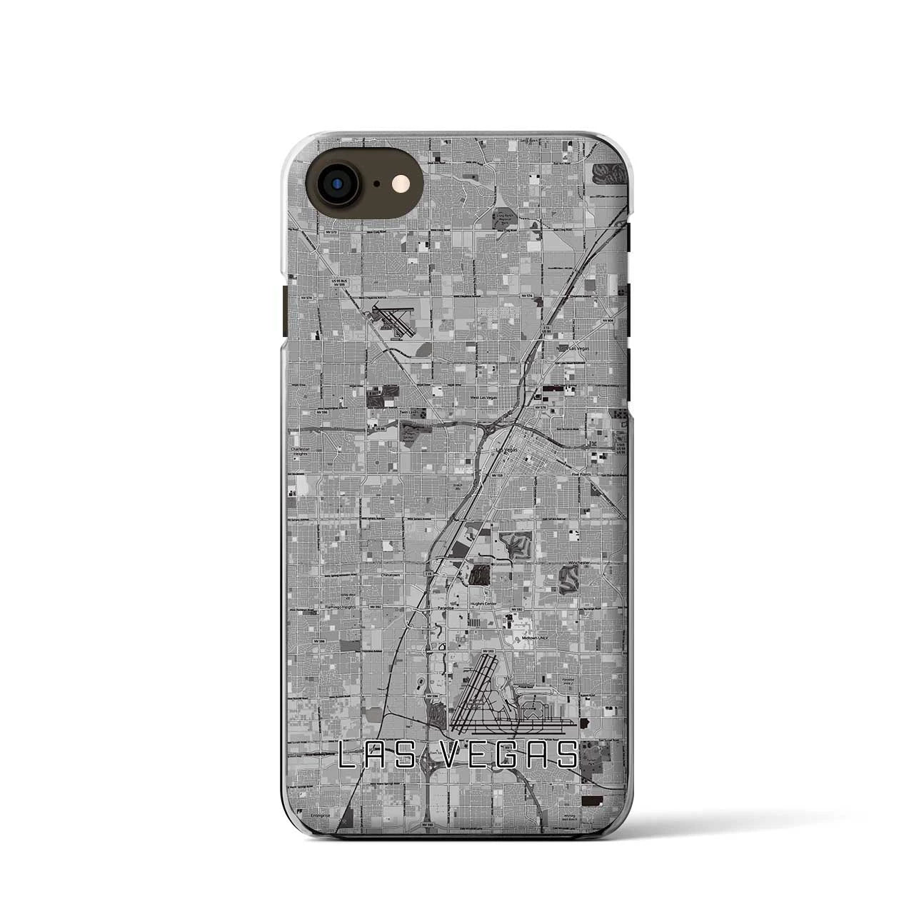 【ラスベガス】地図柄iPhoneケース（クリアタイプ・モノトーン）iPhone SE（第3 / 第2世代） / 8 / 7 / 6s / 6 用