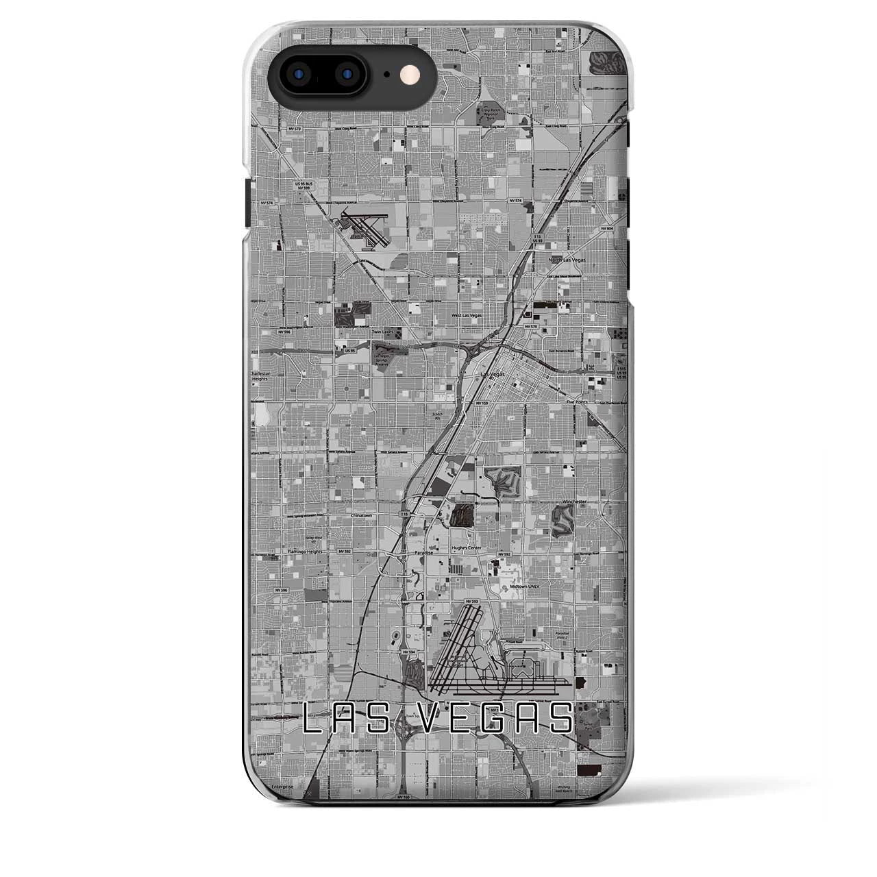 【ラスベガス】地図柄iPhoneケース（クリアタイプ・モノトーン）iPhone 8Plus /7Plus / 6sPlus / 6Plus 用
