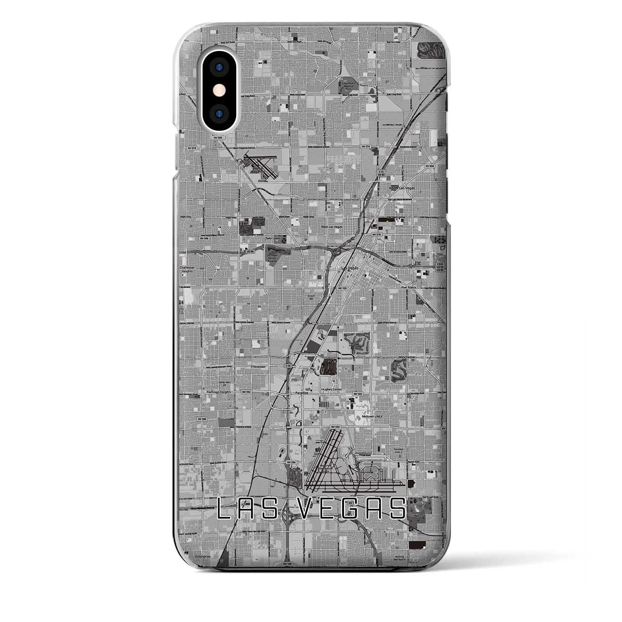 【ラスベガス】地図柄iPhoneケース（クリアタイプ・モノトーン）iPhone XS Max 用