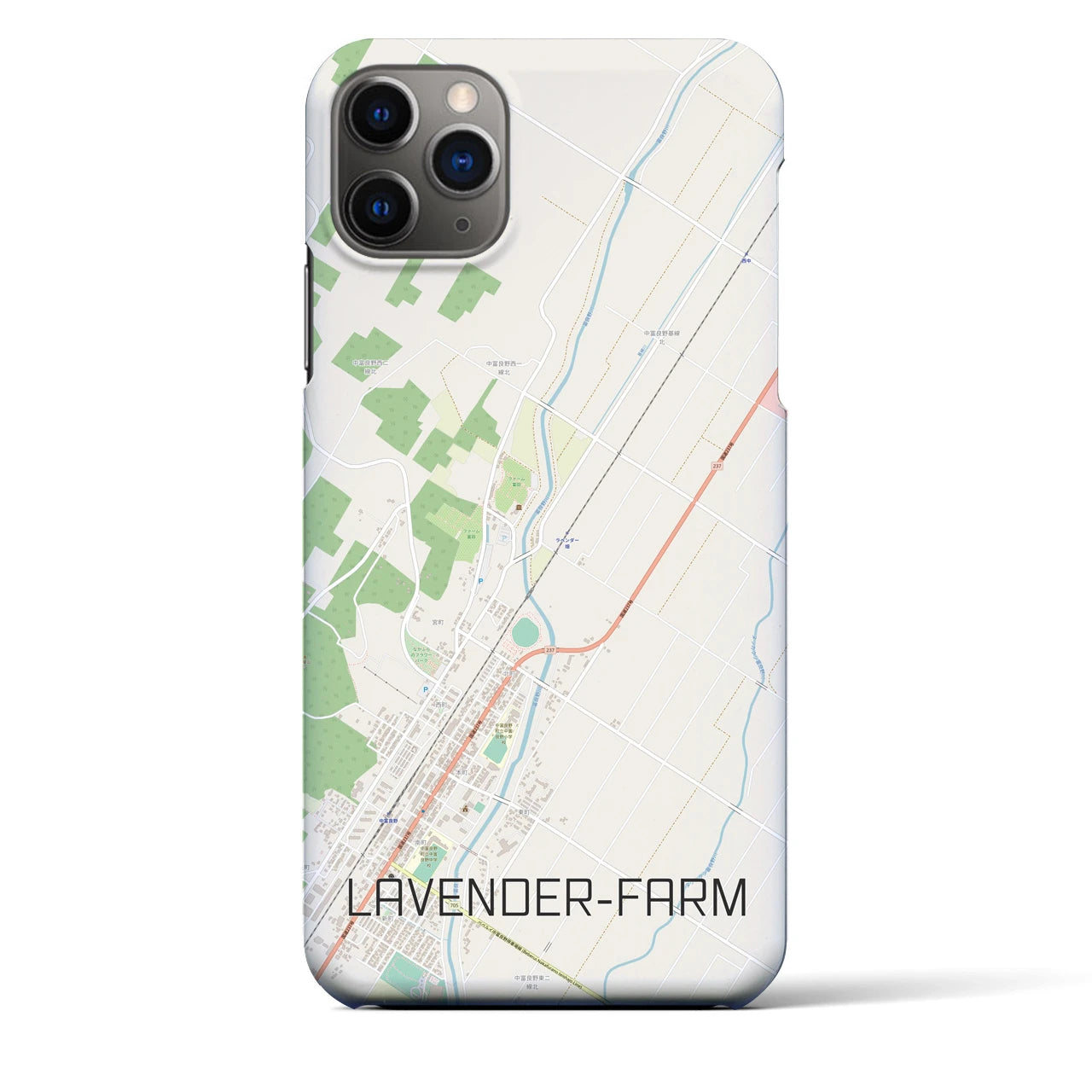 【ラベンダー畑】地図柄iPhoneケース（バックカバータイプ・ナチュラル）iPhone 11 Pro Max 用