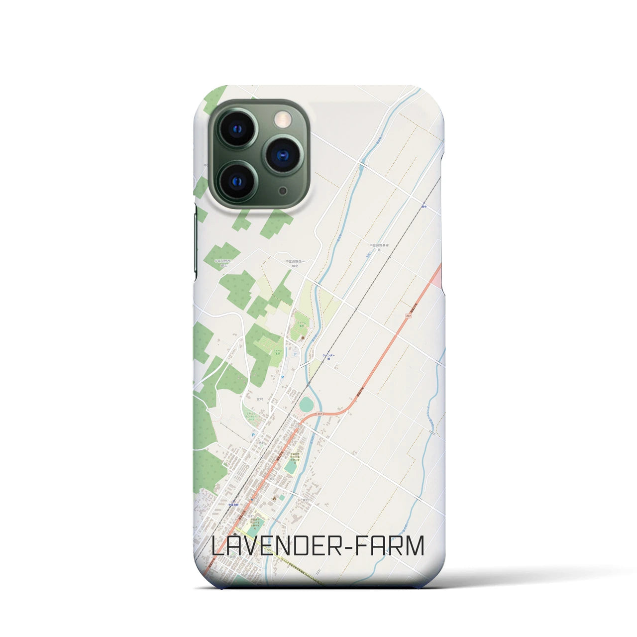 【ラベンダー畑】地図柄iPhoneケース（バックカバータイプ・ナチュラル）iPhone 11 Pro 用